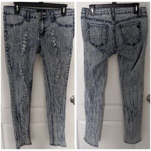 VIP acid wash ripped denim jeans
